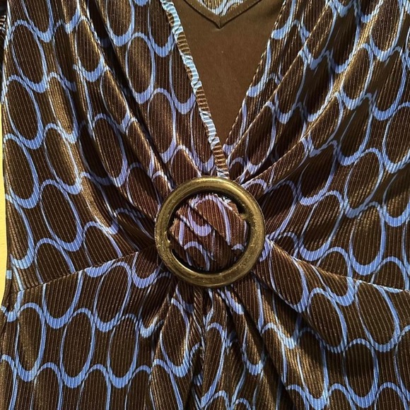 Notations Blue Black Office Siren Layered Top Sz Medium Y2K - Picture 4 of 7